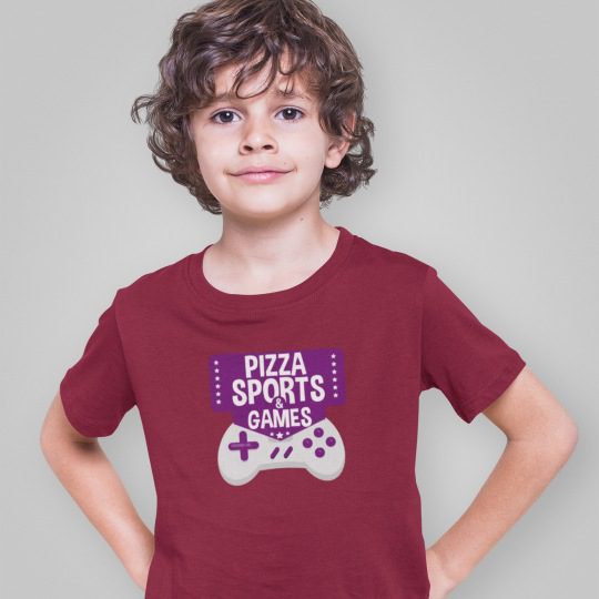 Pizza Sports Games Boy's & Girl's Printed T-Shirt