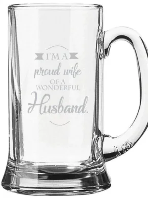 Proud Husband Engraved  Beer Mug