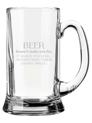 Beer Makes You Lean Engraved Beer Mug