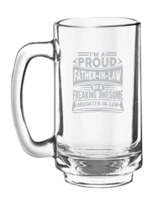 I am Proud Father-in-Law Engraved beer Mug