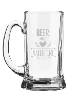 Beer My Valentine Engraved Beer Mug