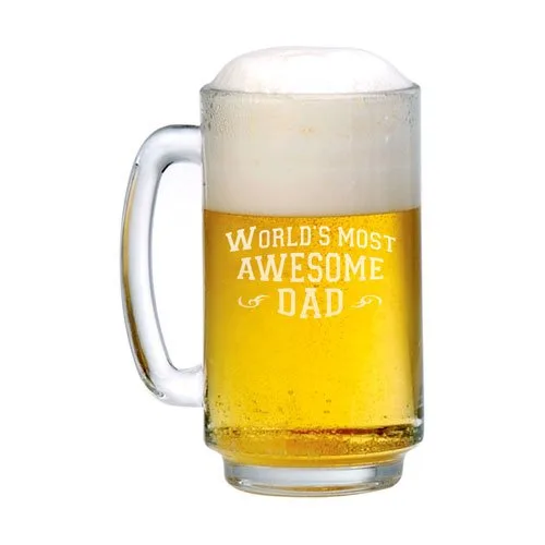 Worlds Most Awesome Dad  Engraved  Playboy Beer Mug