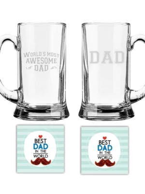 Dad & World Most Awesome dad Beer Mug