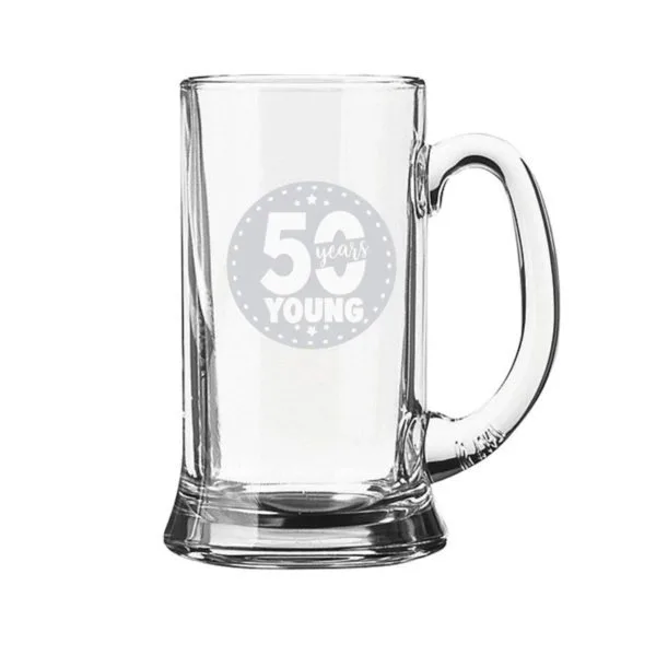 50 Years Young Engraved Beer Mug