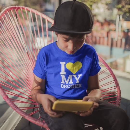 I Love My Brother Printed Cotton T-Shirt