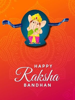 Men's and Boy's Acrylic Bal Ganesha Printed Raksha Bandhan Rakhi for Brother (Blue)