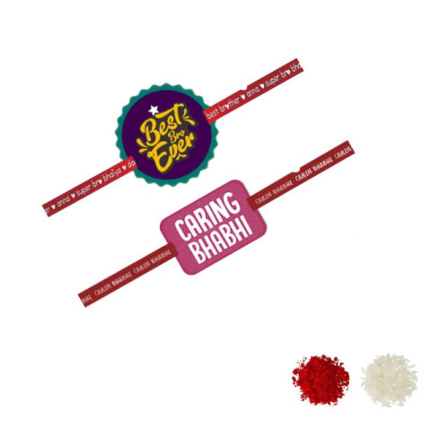 Best Ever Bhaiya  & Caring Bhabhi Beads  Rakhi Combo Set of 2