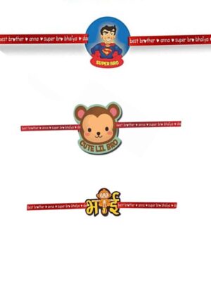 Printed Acrylic Kid Rakhi Set of 3 for Brother |Raskhabandhan Special