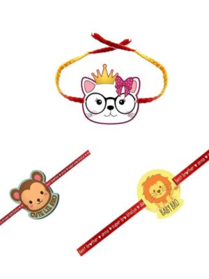 Printed Acrylic Kids Rakhi Set of 3 for Brother and Sister|Raskhabandhan Special