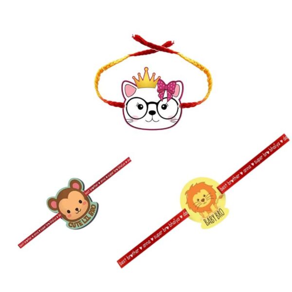 Printed Acrylic Kids Rakhi Set of 3 for Brother and Sister|Raskhabandhan Special