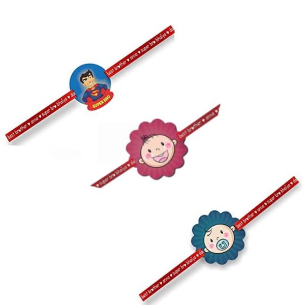 Printed Acrylic Kids Rakhi Set of 3 for Brother and Sister|Raskhabandhan Special
