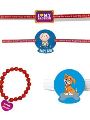 I Love My Brother & I Love My Bhabhi  Family Rakhi with baby Bro Kids  rakhi  & a Ribbon Combo pack of - 4
