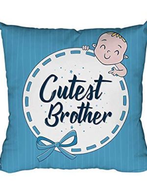 TheYaYaCafe Rakhi Gifts 24X24 inches Cushion Cover Cutest Baby Brother Printed Raksha Bandhan Birthday