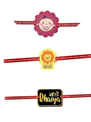 Printed Acrylic Kids Rakhi Set of 3 for Brother and Sister|Raskhabandhan Special