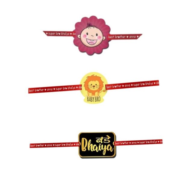 Printed Acrylic Kids Rakhi Set of 3 for Brother and Sister|Raskhabandhan Special
