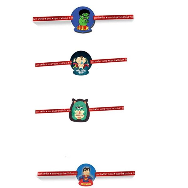 Printed Acrylic Rakhi Set of 4 for Brother |Raskhabandhan Special