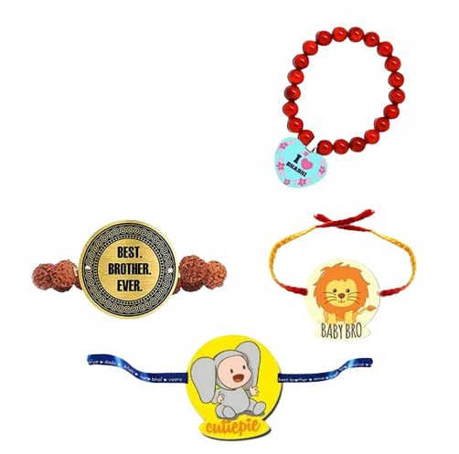 TheYaYaCafe Family Rakhi Gifts Printed, Rakhi Set of 4, Bhaiya Bhabhi and Kid Rakhi