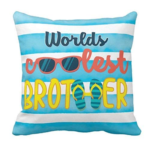 Yaya Cafe Birthday Rakhi Gifts for Brother, Worlds Coolest Brother 20x20 inches Printed Cushion Cover