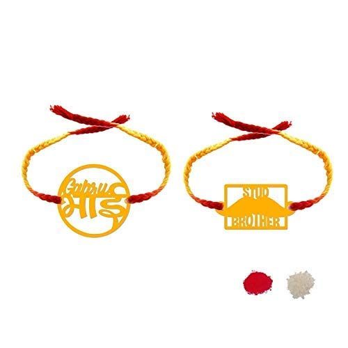 Stud Moustache Brother & Gabru Bhai Kids Rakhi for Little Brother Combo Pack of 2