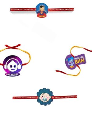 Printed Acrylic Rakhi Set of 4 for Brother |Raskhabandhan Special
