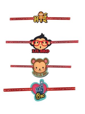 Printed Acrylic Rakhi Set of 4 for Brother |Raskhabandhan Special