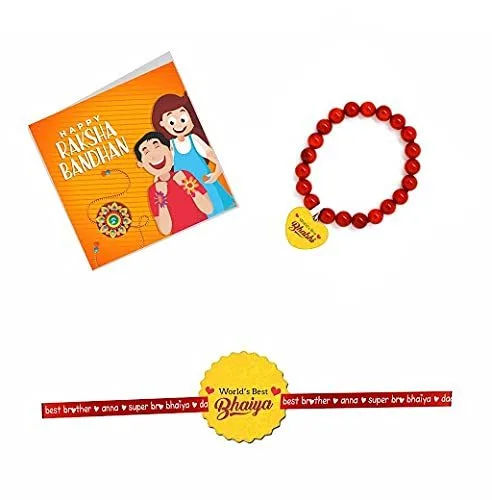 Worlds Best Bhaiya & Bhabhi Beads Rakhi Set of 2