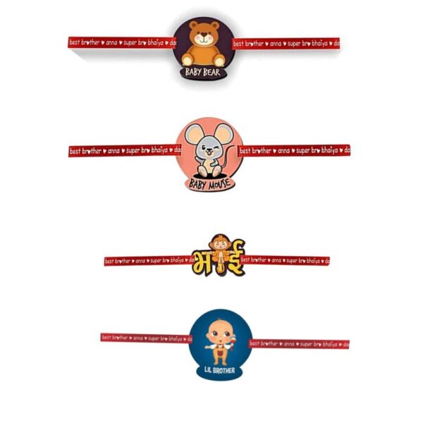 Printed Acrylic Rakhi Set of 4 for Brother |Raskhabandhan Special