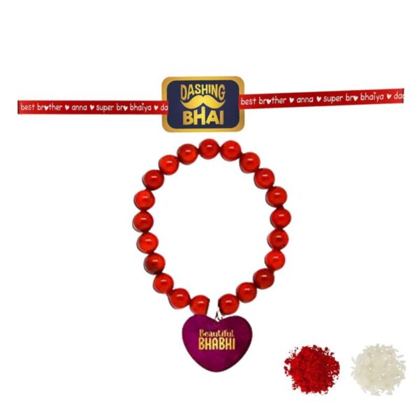 Dashing Bhai & Beautiful Bhabhi  Beads Rakhi Combo Set of 2