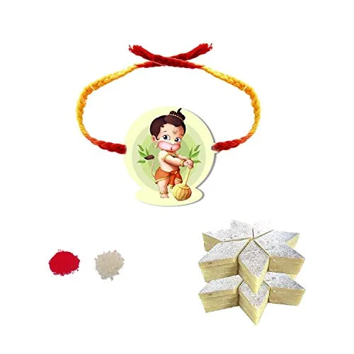 Bal Hanuman Kids Rakhi with Kaju Katli Sweets  Gift Combo of - 2