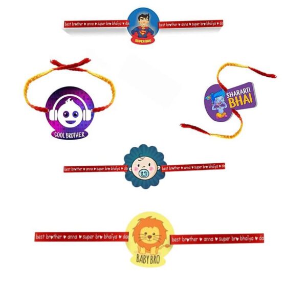 Printed Acrylic Rakhi Set of 5 for Brother |Raskhabandhan Special