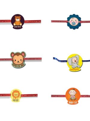 Printed Acrylic Rakhi Set of 6 for Brother & Sister|Raskhabandhan Special
