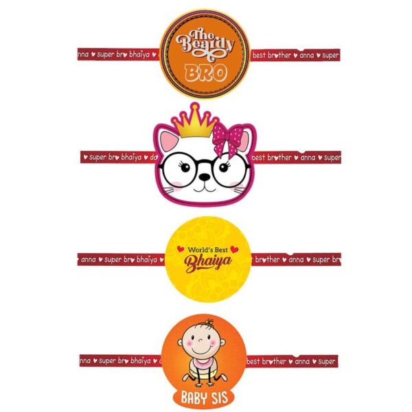 Printed Acrylic Rakhi Set of 4 for Brother & Sister|Raskhabandhan Special