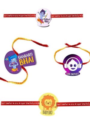 Printed Acrylic Rakhi Set of 4 for Brother |Raskhabandhan Special