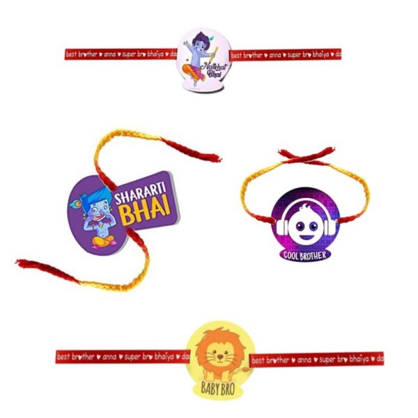 Printed Acrylic Rakhi Set of 4 for Brother |Raskhabandhan Special