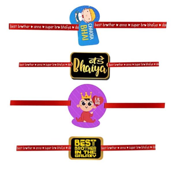 Printed Acrylic Rakhi Set of 4 for Brother & Sister|Raskhabandhan Special