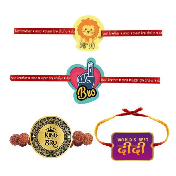 Printed Acrylic Rakhi Set of 4 for Brother & Sister|Raskhabandhan Special