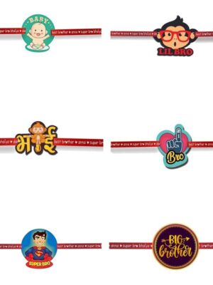 Printed Acrylic Rakhi Set of 6 for Brother & Sister|Raskhabandhan Special