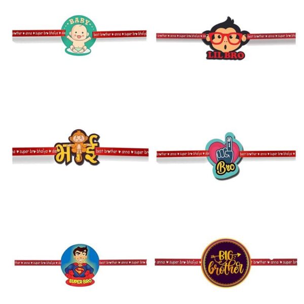 Printed Acrylic Rakhi Set of 6 for Brother & Sister|Raskhabandhan Special