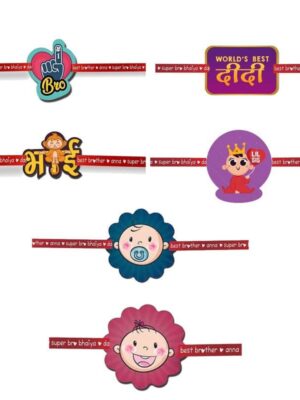 Printed Acrylic Rakhi Set of 6 for Brother & Sister|Raskhabandhan Special