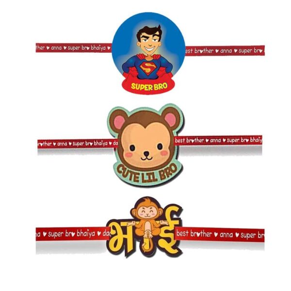 Printed Acrylic Kid Rakhi Set of 3 for Brother |Raskhabandhan Special
