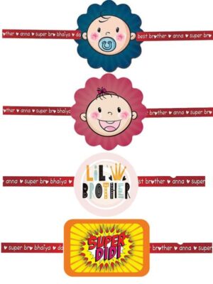 Printed Acrylic Rakhi Set of 4 for Brother & Sister|Raskhabandhan Special