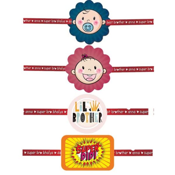 Printed Acrylic Rakhi Set of 4 for Brother & Sister|Raskhabandhan Special