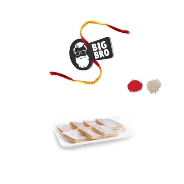 YaYa Cafe Rakhi Sweets Gift Combo for Brother Big Bro Printed Rakhi, Kaju Katli - 1 kg, Gift Combo of 2 Raksha Bandhan
