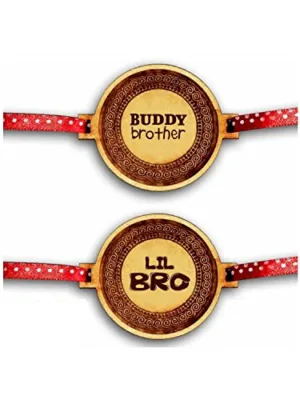 Buddy Brother & Lil Bro Engraved Rakhi for Brother Combo Set of 2