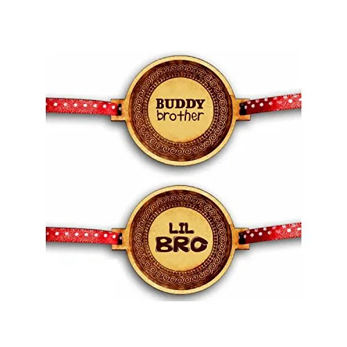 Buddy Brother & Lil Bro Engraved Rakhi for Brother Combo Set of 2