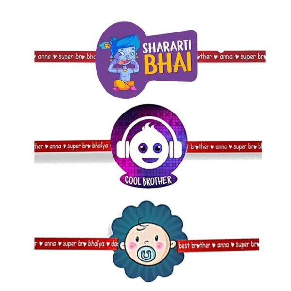 Printed Acrylic Kid Rakhi Set of 3 for Brother |Raskhabandhan Special
