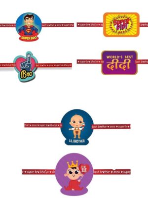Printed Acrylic Rakhi Set of 6 for Brother & Sister|Raskhabandhan Special