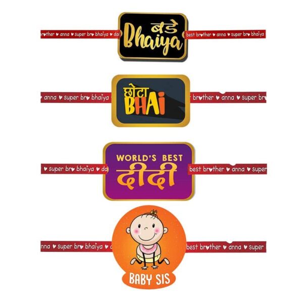 Printed Acrylic Rakhi Set of 4 for Brother & Sister|Raskhabandhan Special