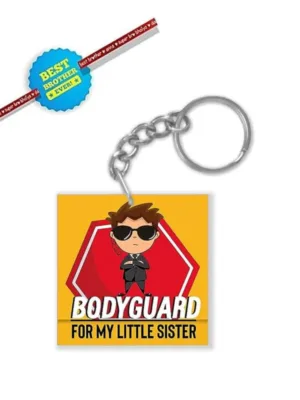 Best Brother Ever Kids Rakhi & Bodyguard  For My Little Sister Kids Key ring for Little Brother