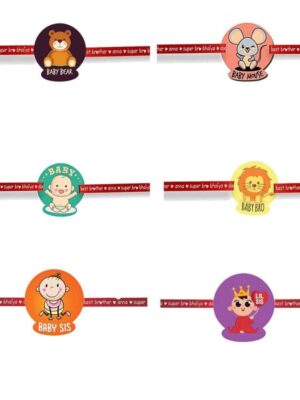 Printed Acrylic Rakhi Set of 6 for Brother & Sister|Raskhabandhan Special